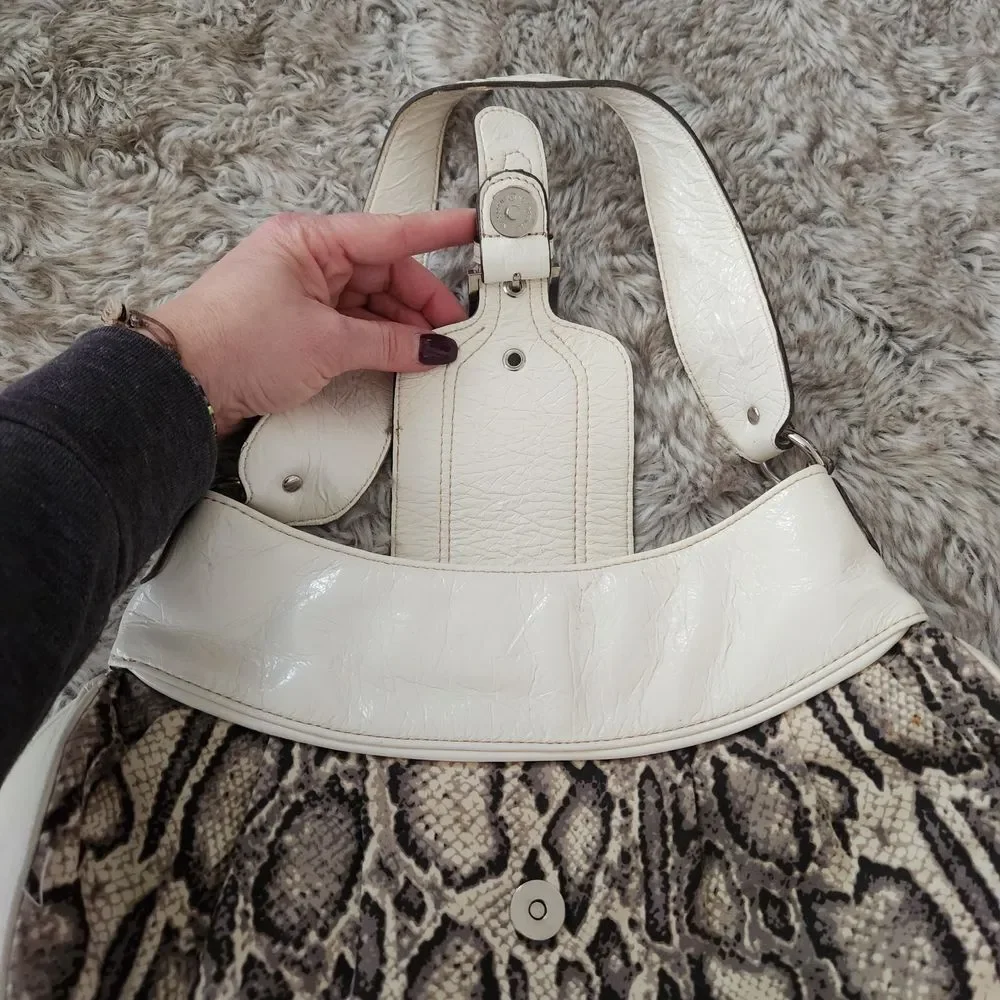Unbranded Snakeskin Print White‎ Vegan Leather Handbag